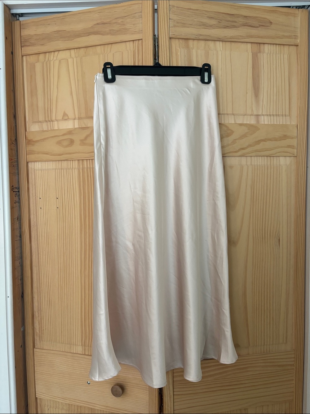 zeagoo Cream Satin Maxi Skirt